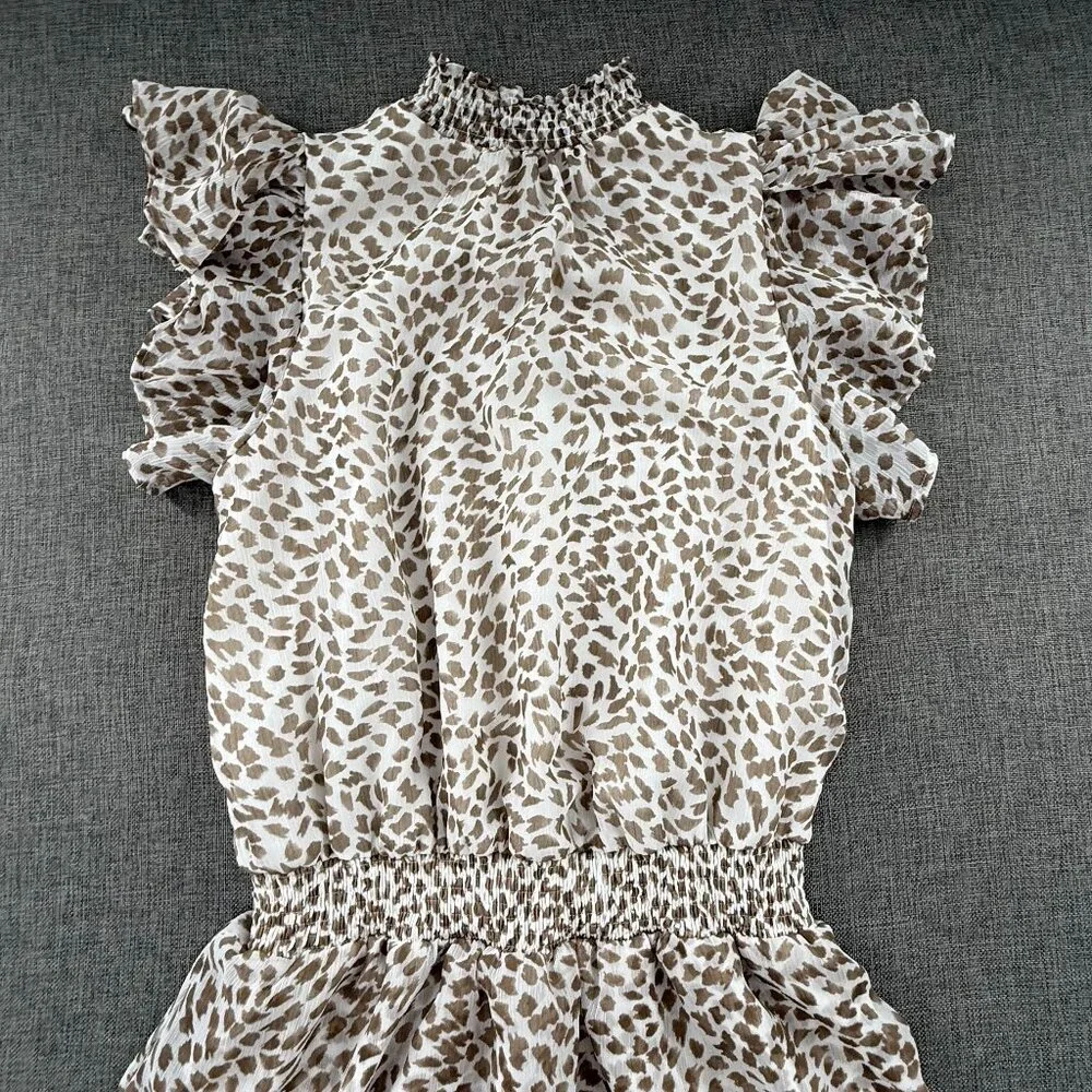 Express Mini Dress Tiered‎ Ruffle High neck Cinched waist XS Lined